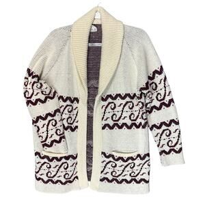 JCPENNEY Womens 70s Chunky Knit Shawl Collar Cardigan Sweater Sz M Cabin Cozy